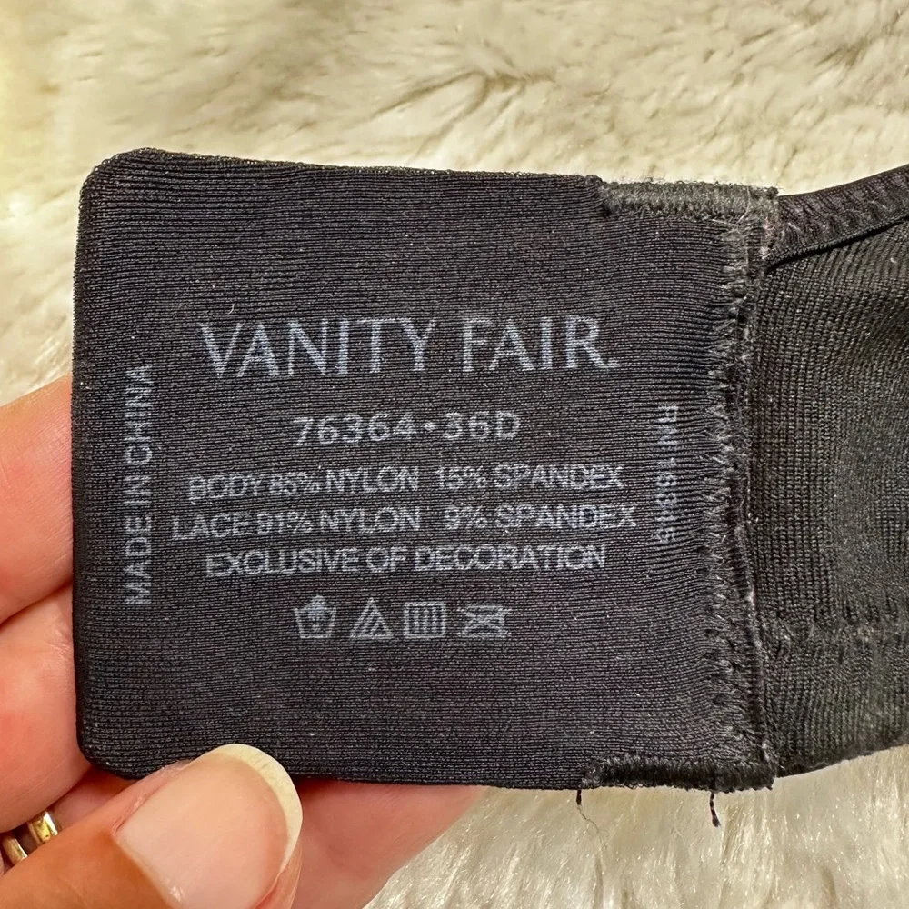 Vanity Fair Full Coverage Lightly Lined Underwire Bra Black Women’s 36D